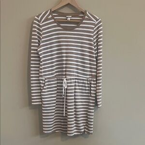Merona Target Striped Long Sleeve Dress with Drawstring